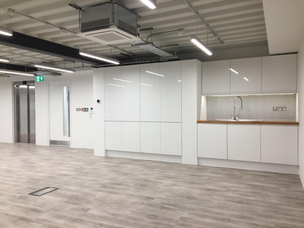 Blue lion place. Office with kitchen area